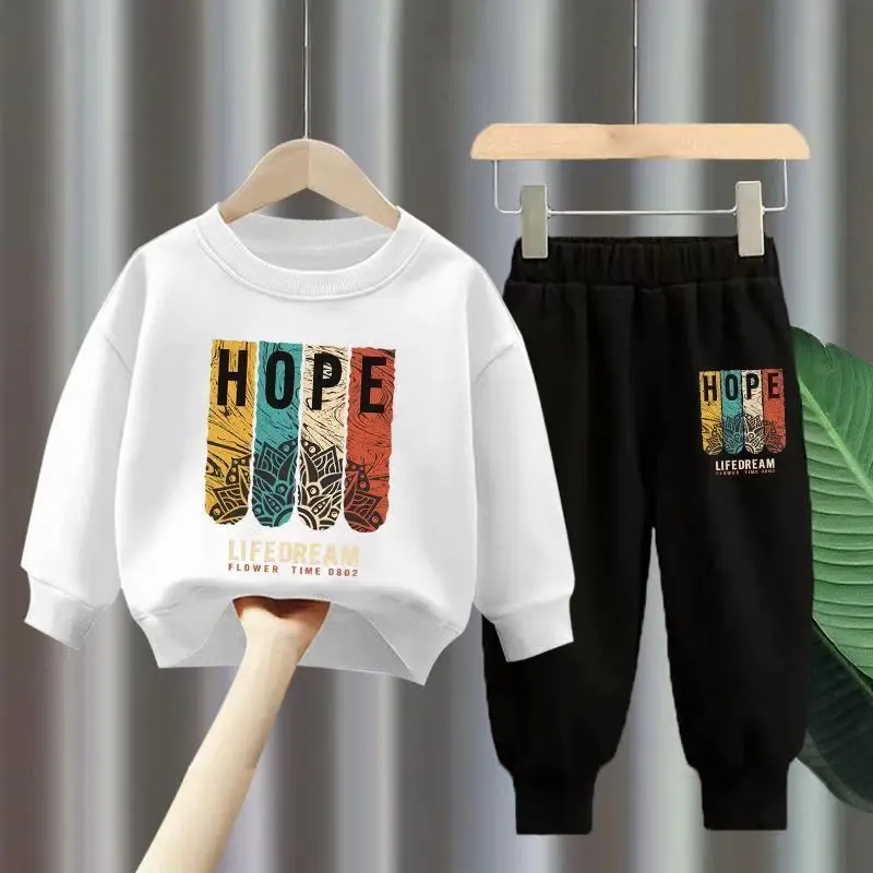 طقم بذلة رياضية مطبوعة من قطعتين للأطفال ، توب وسراويل بأكمام طويلة ، ملابس رياضية للفتيان والفتيات ، ملابس أطفال ، خريف