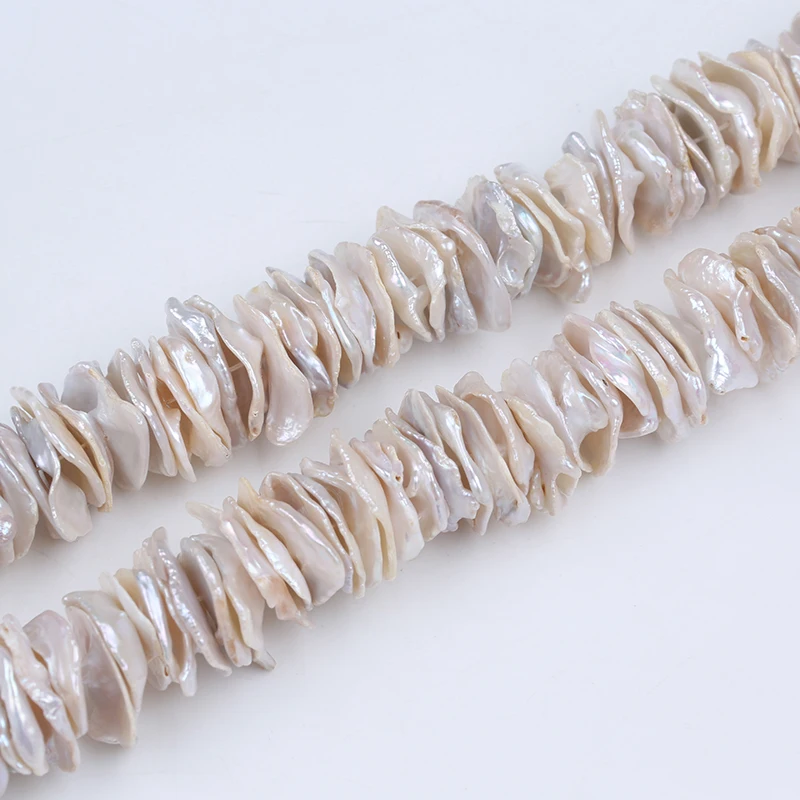 

16-21mm Middle Hole Natural White Real Loose Freshwater Keshi Pearls Beads Strand