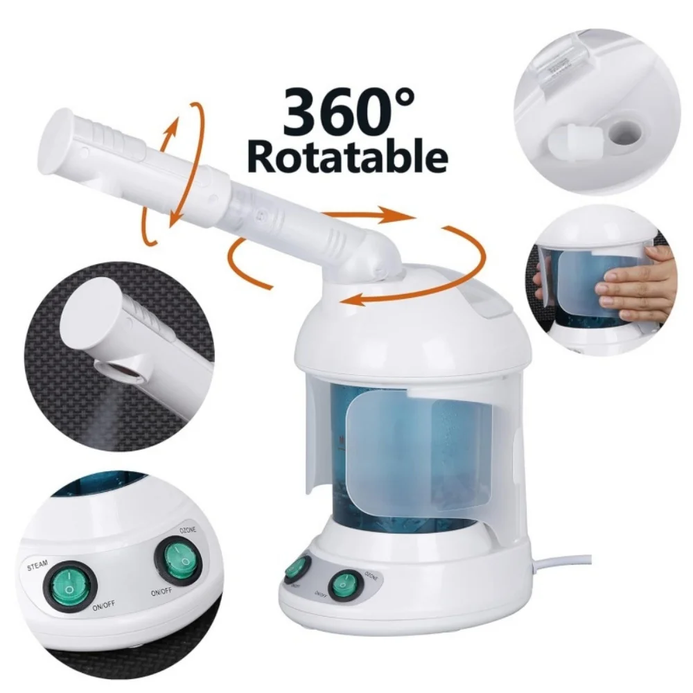 Facial Steamer Nano Ionic Face Steamer with Extendable 360° Rotating Arm Portable Facial Steamer for Skin Care at Home or Salon