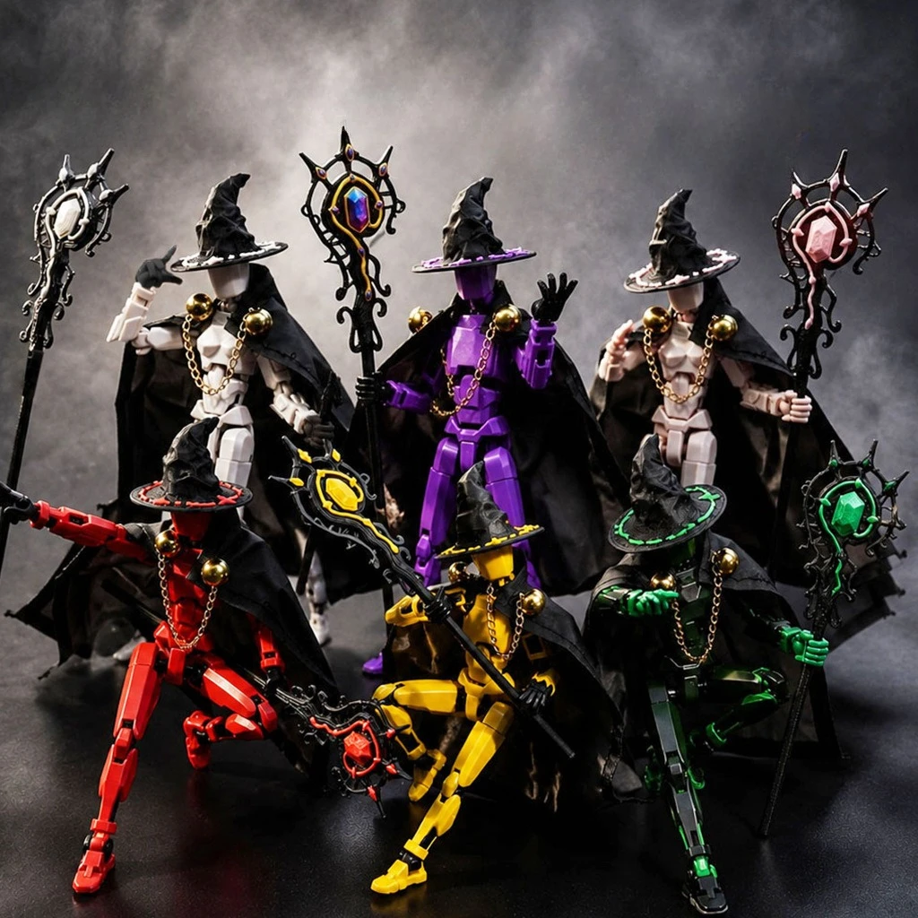 3D Printed T13 Action Figure Witch Ornament Multi-Jointed Movable Titan 13 Lucky Dummy Wizard Robot Action Figure Halloween Gift