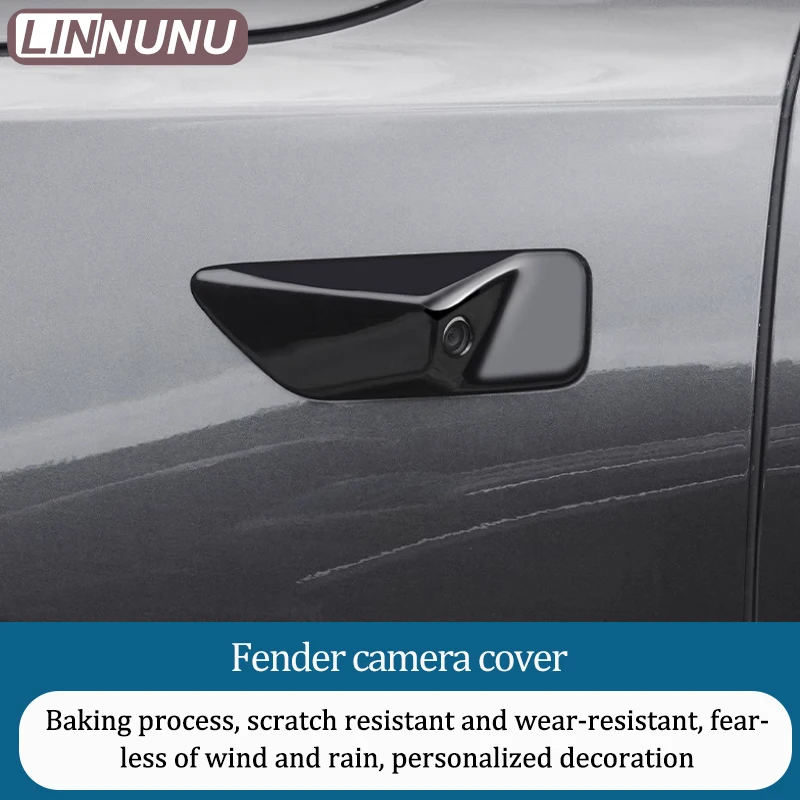 Linnunu Fit for Lixiang L6 L7 L8 L9 Car Decoration Supplies Fender Protective Cover Body Camera Black Paint Process Decorative Patch Fender Camera Cover Black Warrior Modification Accessories