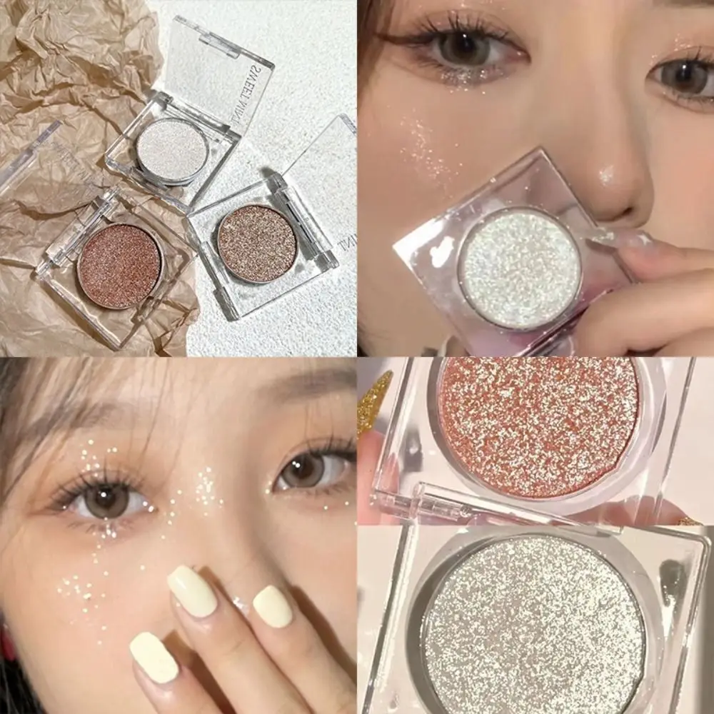 Single Color Glitter Super Shining Eyeshadow Long Lasting Pearlescent Pink Eyeshadow Shimmer Eye Brightening Makeup