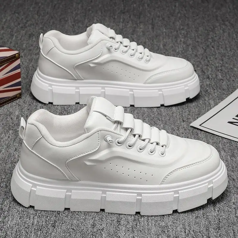 

Men's Shoes Height Increase Casual Shoes Luxury Leather Breathable Sneakers Outdoor White Shoes Platform Slip on Vulcanized Shoe