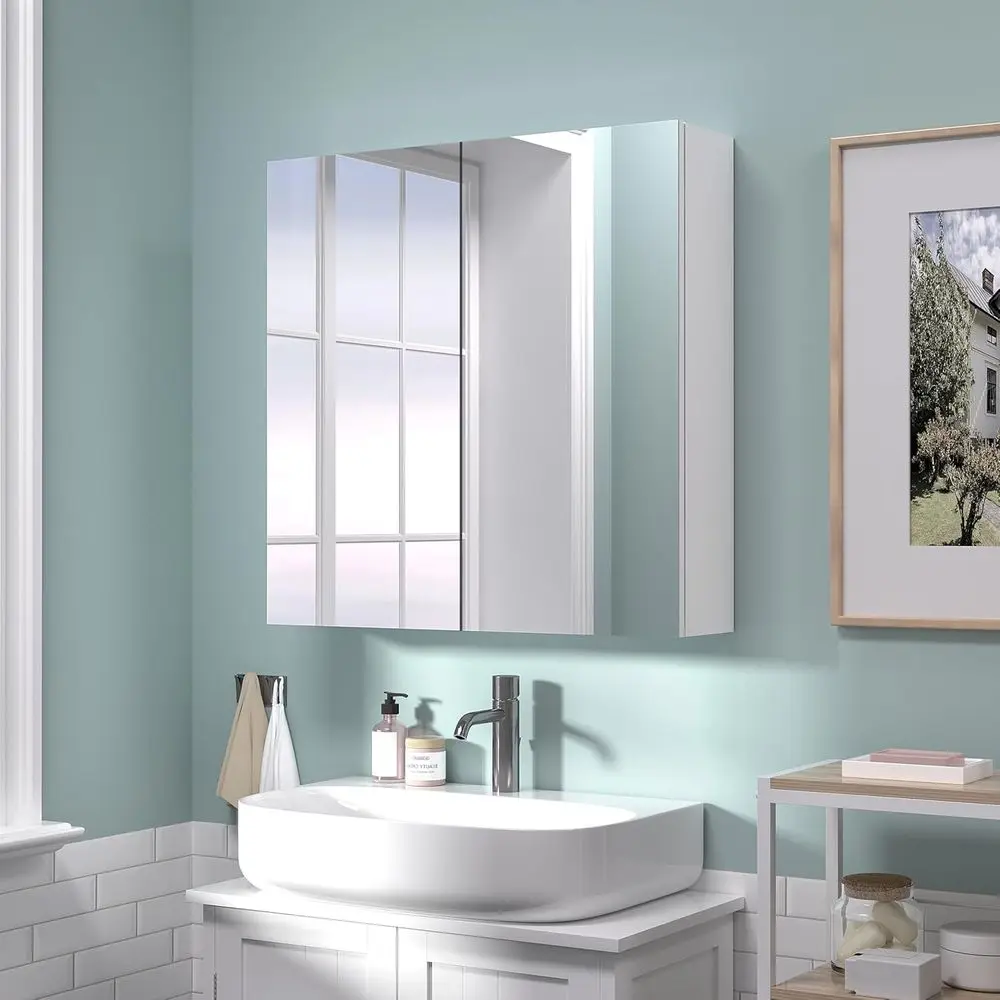 

Настенный шкаф для ванной 24x24, компактный шкаф для хранения, влагостойкий деревянный, медицинский шкаф с 2 дверцами и регулируемыми полками