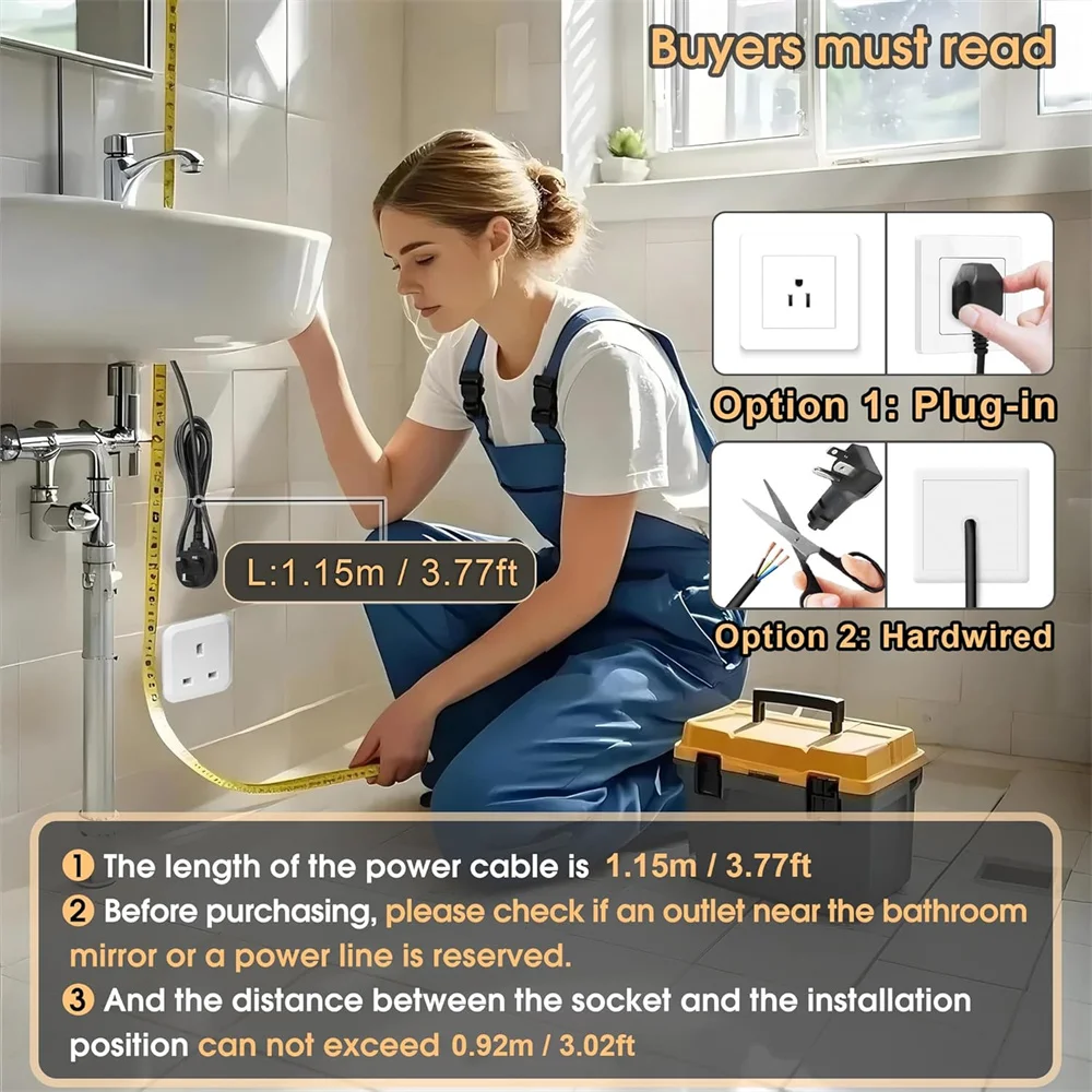 32x40 بوصة LED مرآة حمام الغرور المرايا مع أضواء الخلفية Fogless مرآة لوضع مساحيق التجميل الحائط مع ديميستر عكس الضوء