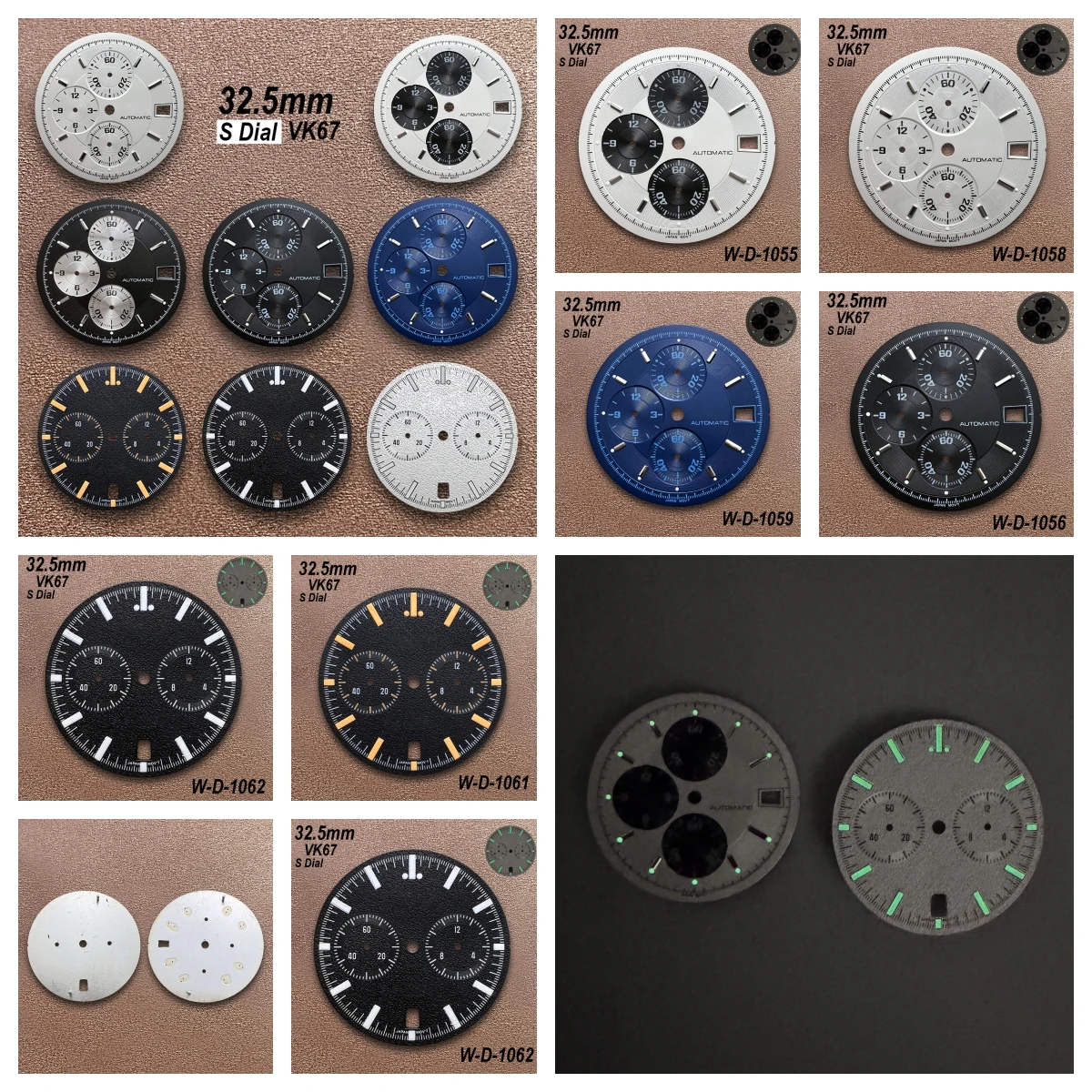 

32.5mm S Logo Matte Dial Suitable For VK67 Movement Green Lminous Quality Speed Watch Modification Accessories