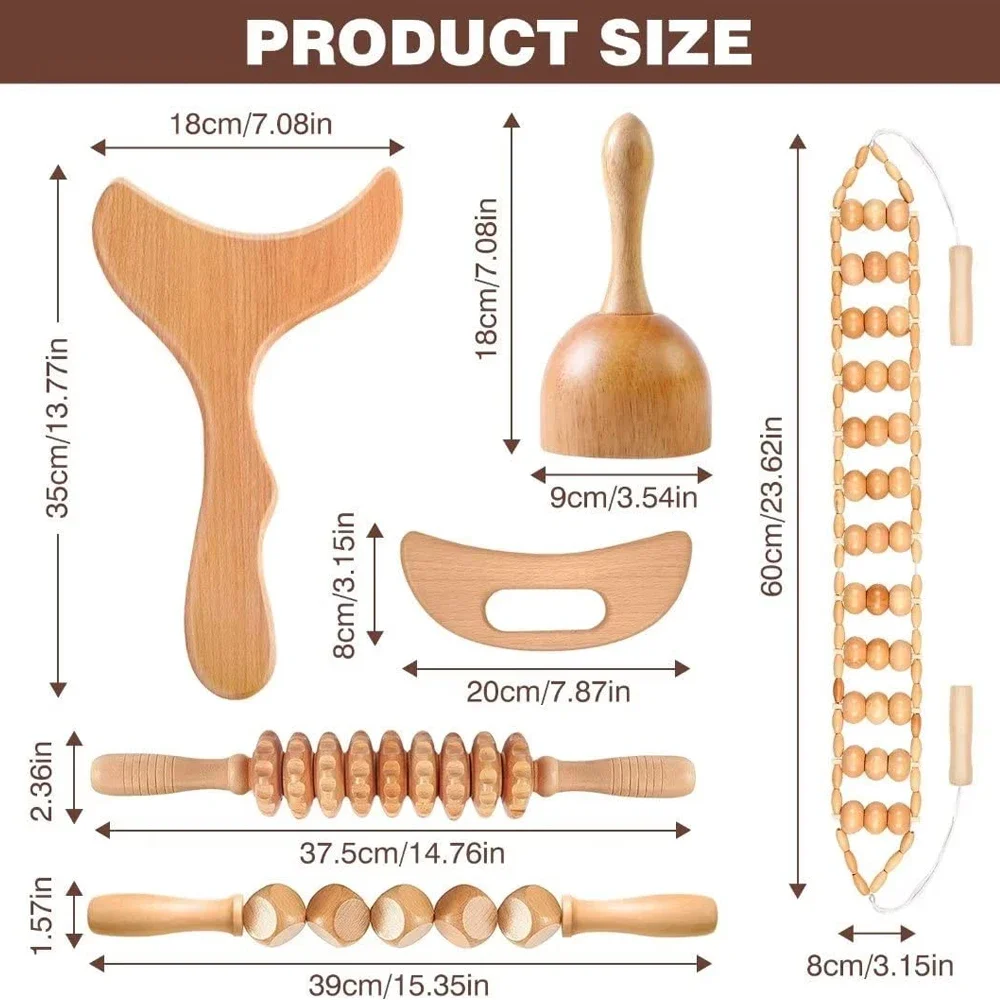 1 szt. Drewniane drewniane narzędzia do masażu do masażu drenażu limfatycznego do antycellulitu, modelowanie sylwetki, do rozluźniania mięśni