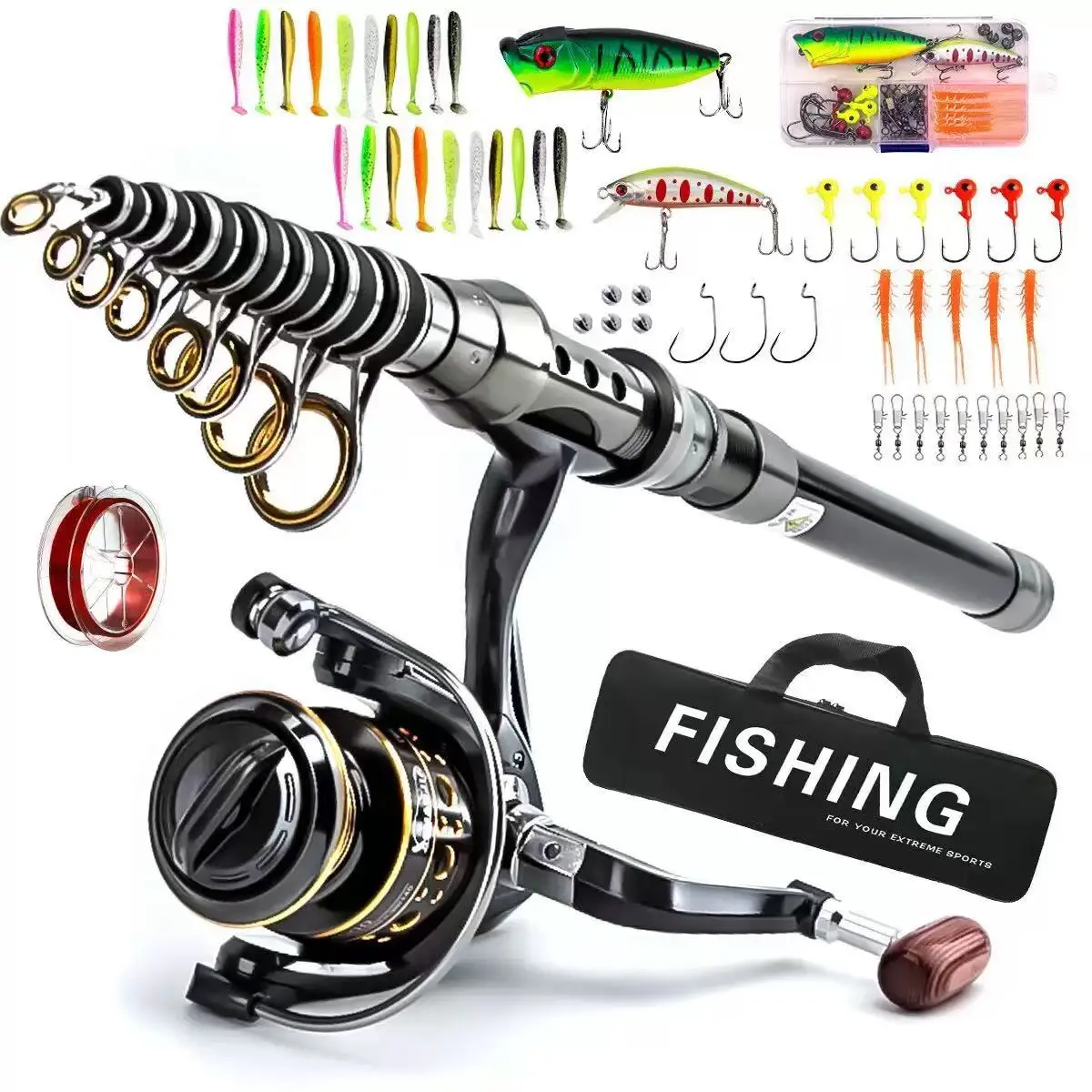 

Carbon fiber sea fishing rod portable lure rod throwing wheel set 1.8m-3m convenient and lightweight with good hand feel