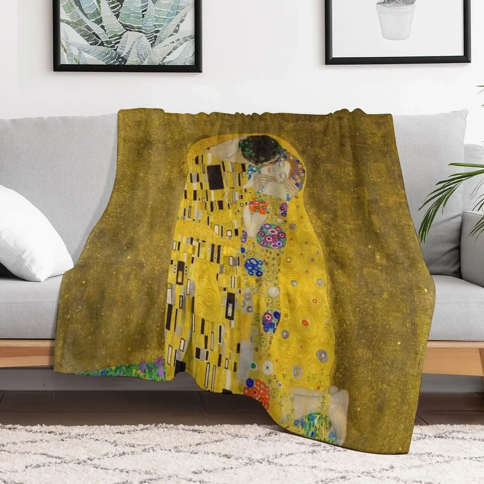 The Kiss (Klimt) Throw Blanket Plaid Soft Beds Blankets For Baby Shaggy Blankets