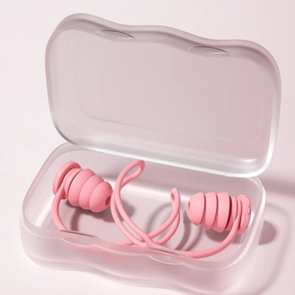3 Layer Swimming Earplugs Anti-Lost Rope Lanyard Swim Silicone Earplugs Soft Silicone Ergonomic Design Noise Reduction Earplugs