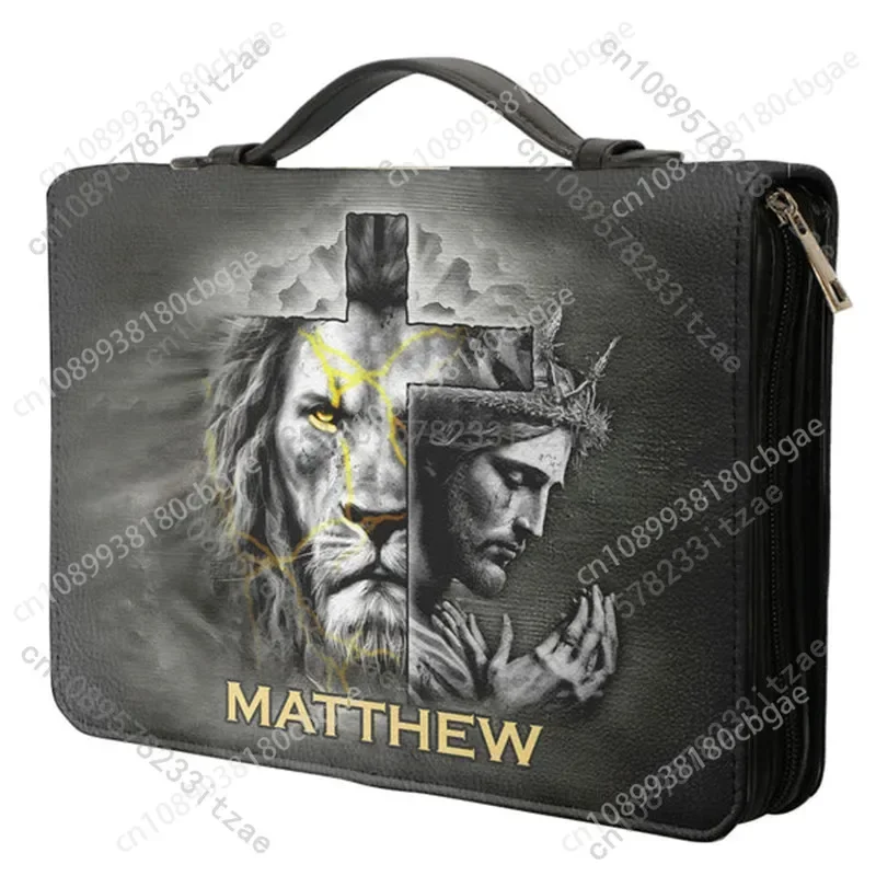 المرأة الأسد الصليب الكتاب المقدس أكياس رجل القلب يخطط طريقها الكلمات المطبوعة حقيبة يد العلامة التجارية مصمم مخصص الكتاب المقدس حالة غلاف الكتاب
