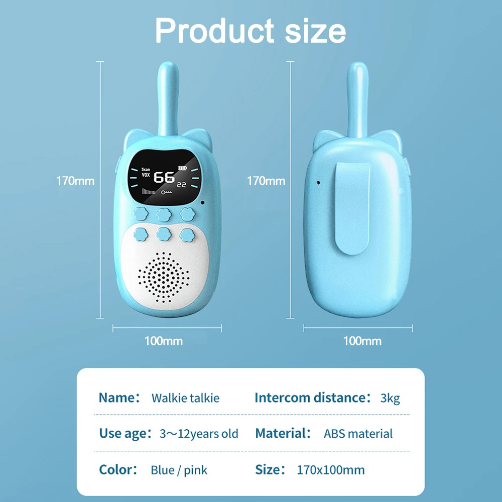 2 pçs portátil crianças walkie talkie handheld 3km rádio em dois sentidos transceptor interfone para crianças brinquedos presentes de aniversário meninos meninas