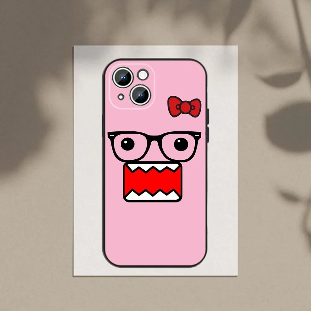 Cute Domo-kun Phone Case Phone Case For Apple iPhone 15,14,13,12,11,XS,XR,X,8,7,Pro,Max,Plus,mini Silicone Black Cover