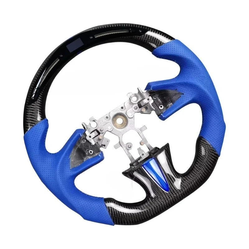 with LED Display Carbon Fiber Blue Perforated Leather Racing Car Steering Wheel Fit for Q50 2014 2015 2016 2017 Upgrade
