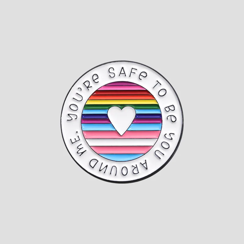 Rainbow Brooch Clothing Accessories Lapel Pin Corsage English Sentence Love Circle Geometry Enamel Pin Decoration Jewelry