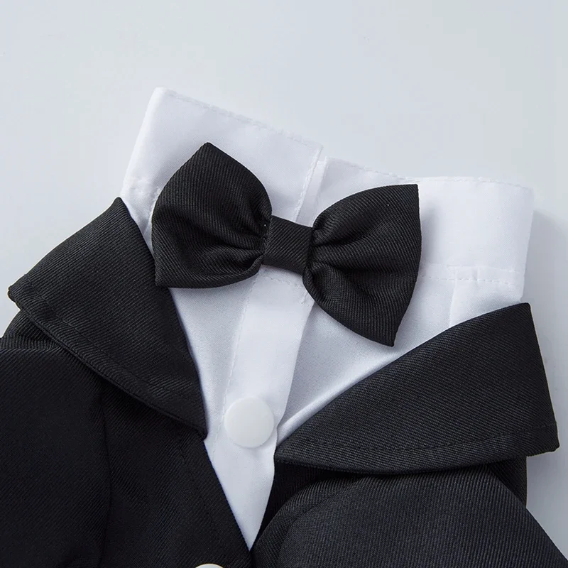 Pet Dog Clothes Formal Wedding Black Shirt Tailcoats With Bow Tie Costume Fashion Party Tuxedo Halloween Dress for Dog