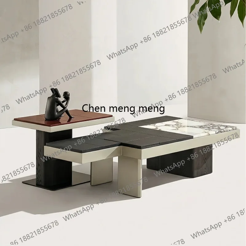

Italian minimalist luxury stone special-shaped coffee table living room 2026 new irregular art creative high-end tea table