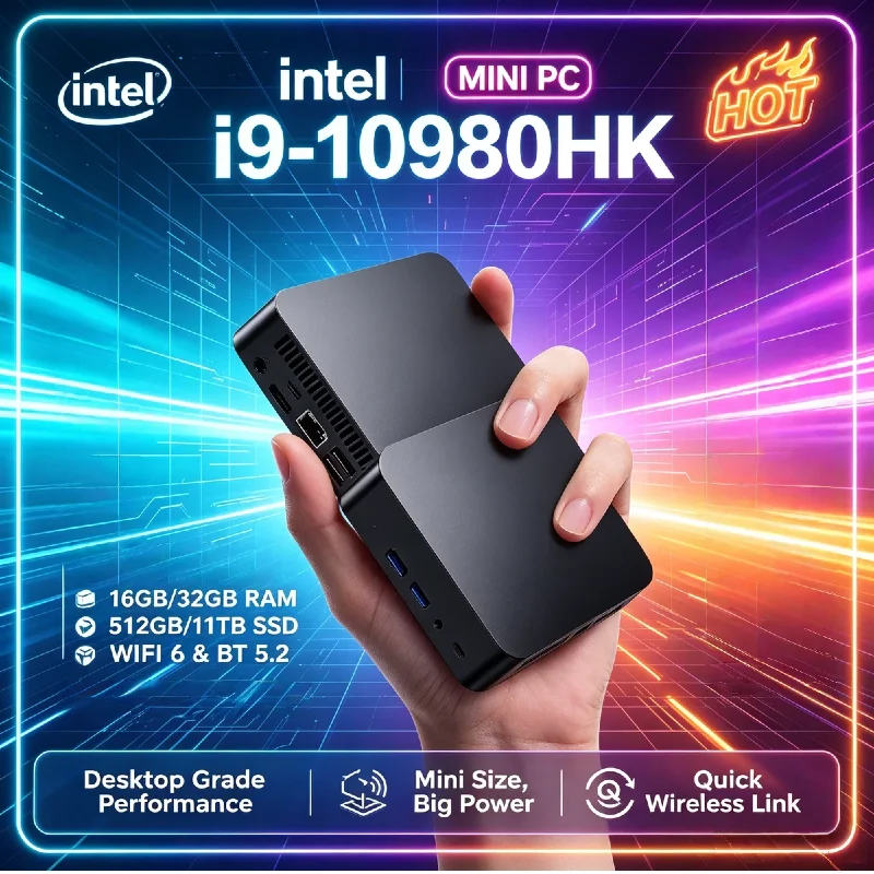 New Mini PC Intel i9 10980HK Processor Mini Desktop Host 16GB RAM 2TB SSD WiFi 6 4K HD Portable Gamer Office Desktop Computer — image 1