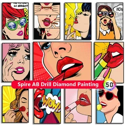 New 5d AB Drills Diamond Painting Kits Embroidery Set Red Lipstick Woman Smoking Picture Cross Stitch Art Mosaic Home Decor Gift