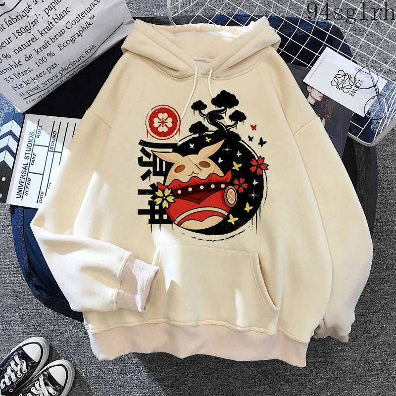 Unisex Kawaii Genshin Impact Hoodies Women Harajuku Aesthetic Clothes Sweatshirts Cute Hu Tao Anime Printed Hoodie Streetwear