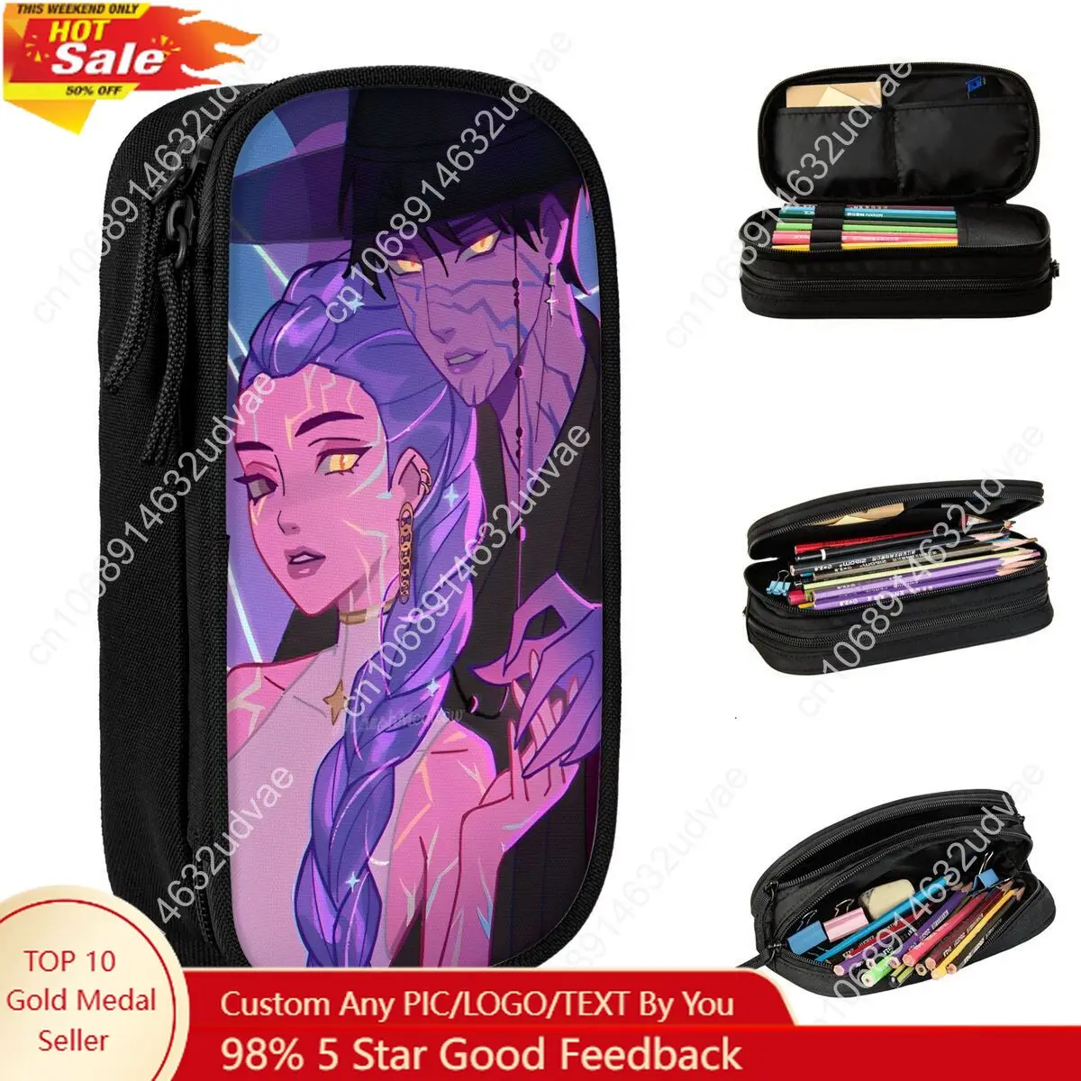 

Anime KPop Demon Hunters Manga Pencil Case Canvas Pencil Pouch Boy Girl Lovely Portable School Pencil Cases Supplies