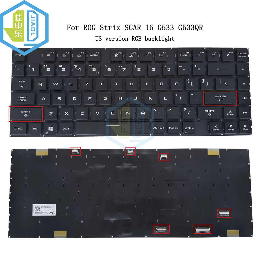 

US UI English SP laptop keyboard RGB backlit For Asus ROG Strix G15 Scar 5 G533 G533Q G533QS G533QR Gaming 2021 OKNR0-4630UI00