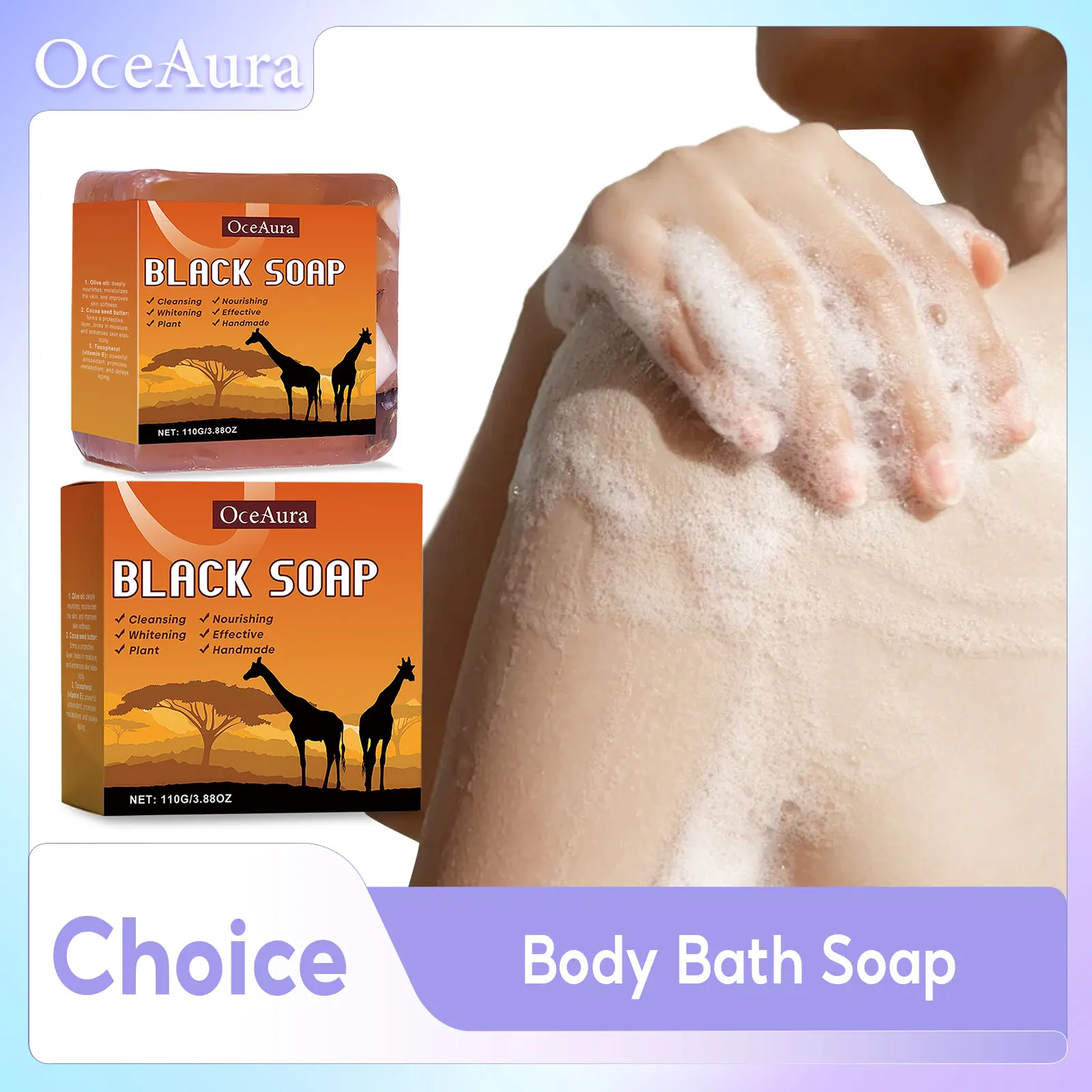 

African Black Soap For Nourishing Brightening Skin Gentle Cleansing Exfoliator Reduce Pigmentation Lightening Body Bath Soap Bar