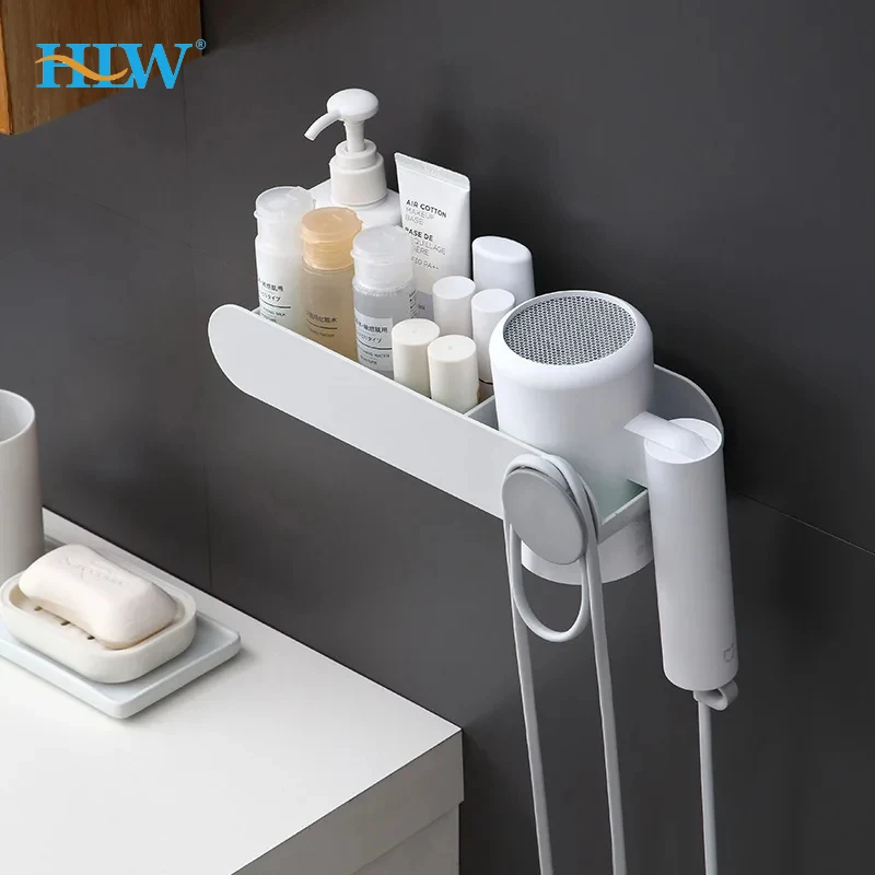 Bathroom wall mounted hair dryer storage rack, multi-purpose bracket, bathroom accessories