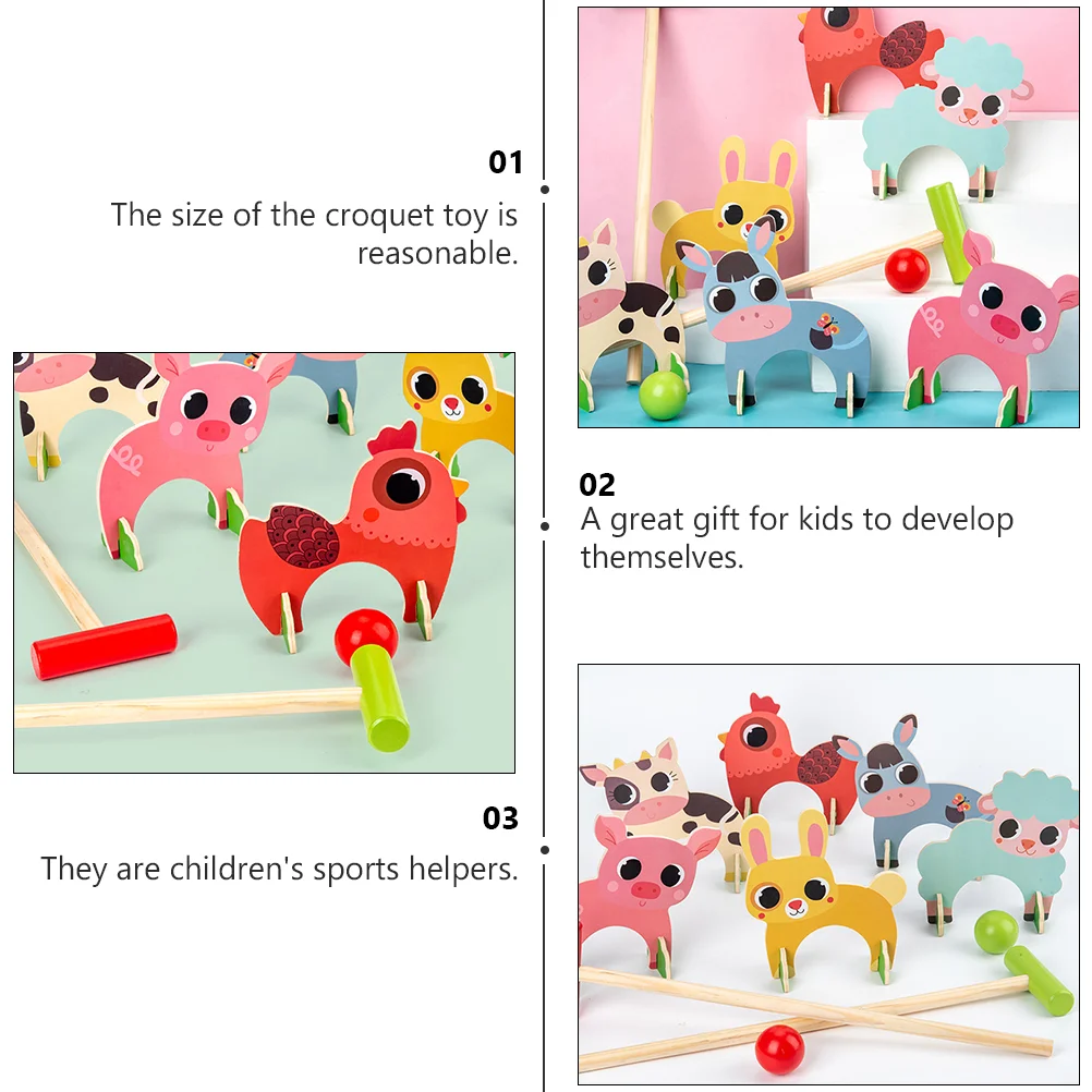 Animal Croquet Kids Educational Toy Play Answer Preschool Toddler Toys Mallets Nursery Supplies Train Game Casual Baby