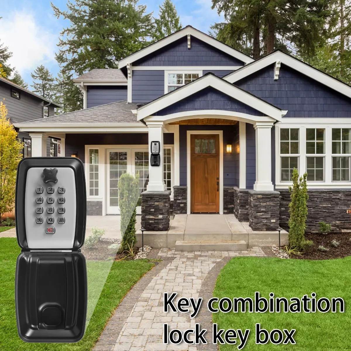 1PC New Smart Password Combination Key Lock,Box Storage Key,Wall Mounted Safe Outdoor Key Box,4 Digit Combination.