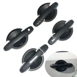 For Toyota Aqua 2011-2017 Carbon Fiber Chrome Car Door Handle Cover Trim Sticker Styling Accessories