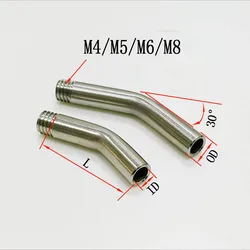 Tubo de aço inoxidável do cotovelo, SS304, CNC, M4, M5, M6, M8, 1PC