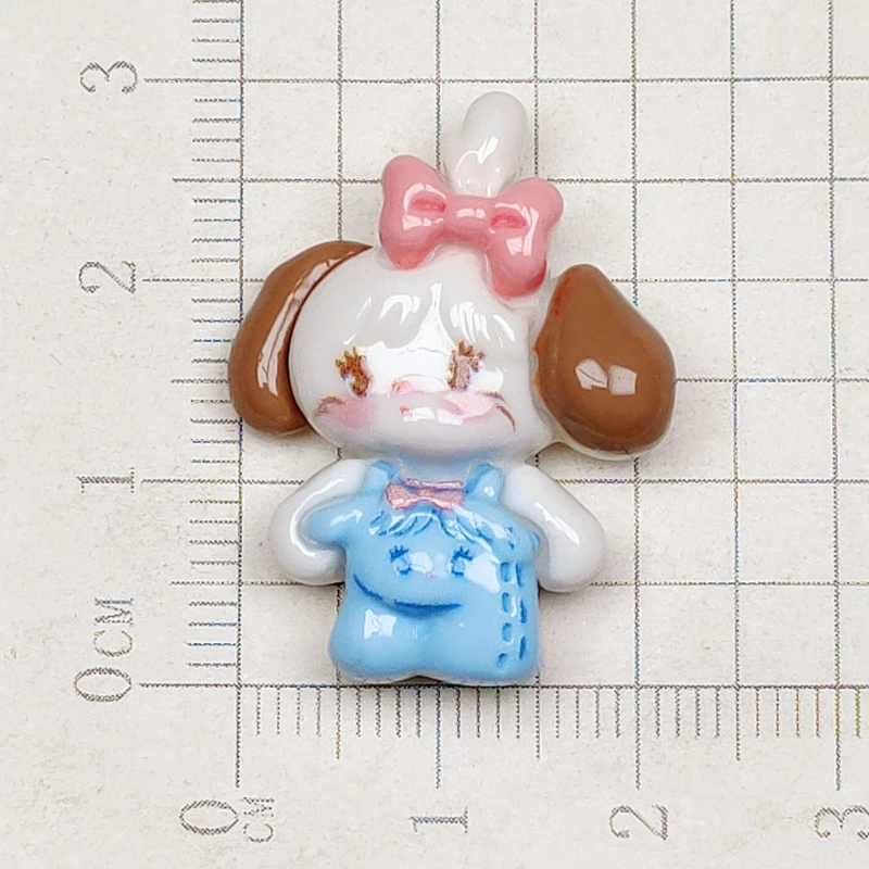 Mini figuras de animales de dibujos animados Kawaii, 10 piezas, Serie de cachorros y gatitos, adorno de resina con parte trasera plana, accesorios