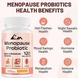 Female menopausal supplement, 120 billion colony forming units probiotics, 13 in 1 herbal complex, vegetarian, 60 capsules