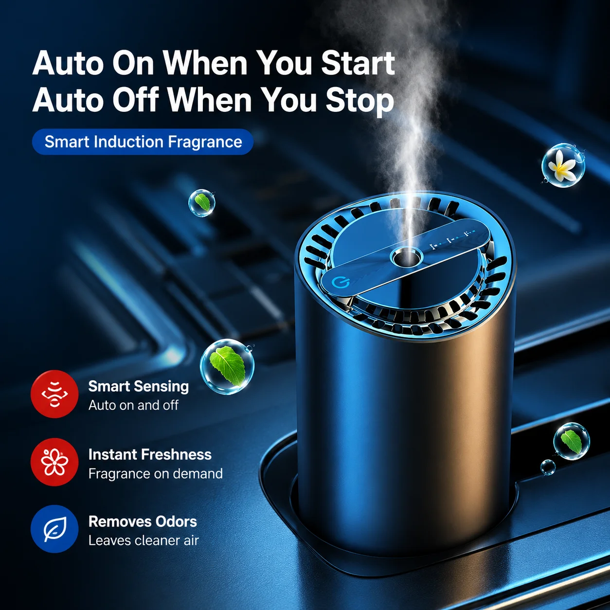 High-end Smart Car Air Freshener Car Perfume Car Air Purifier and Humidifier Long-lasting Fragrance Car Accessotries