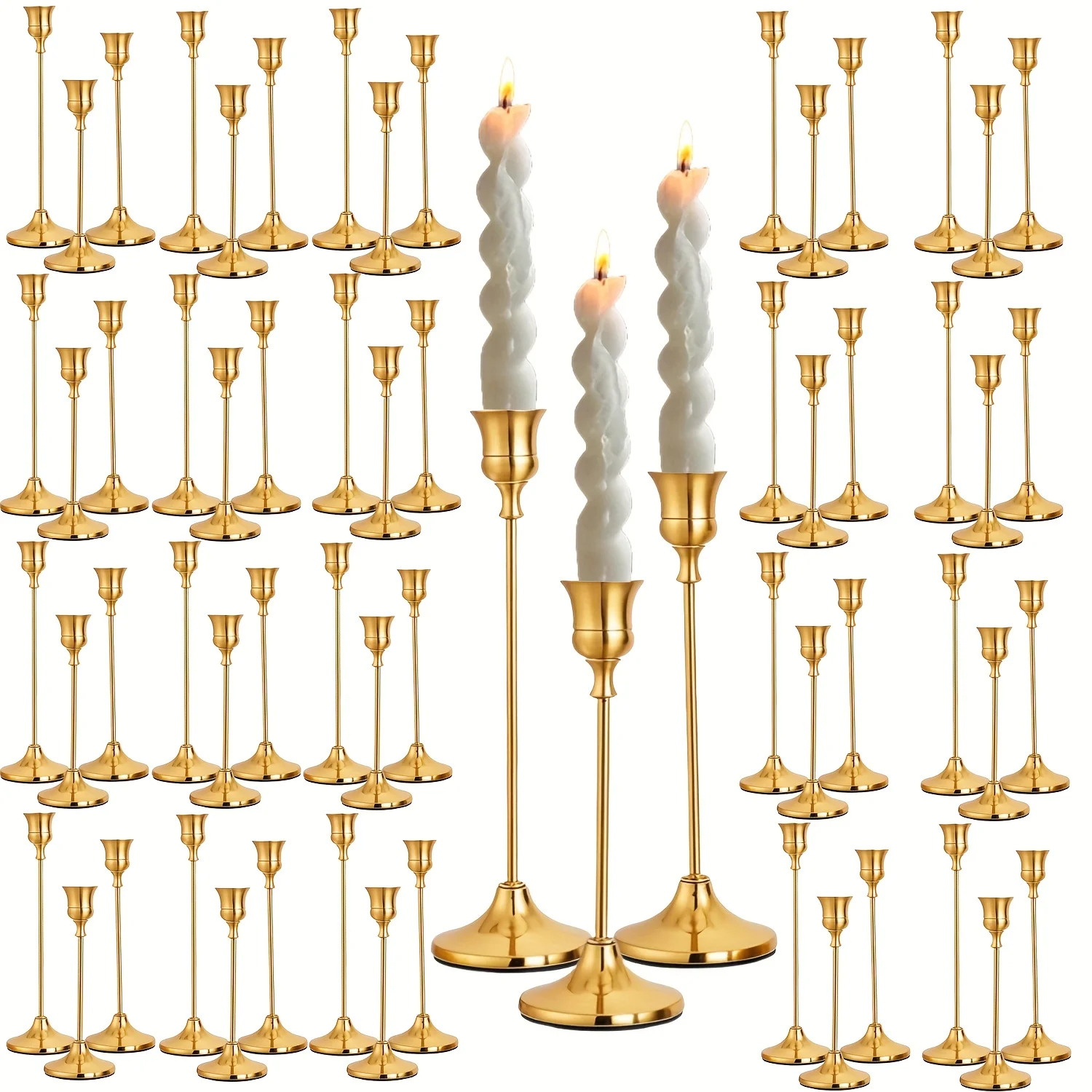 30/60pcs Golden Metal Candle Holders for Wedding & Party Decor – Heart-Shaped Stand with Pillar Candle Support, Elegant Home & E view 4