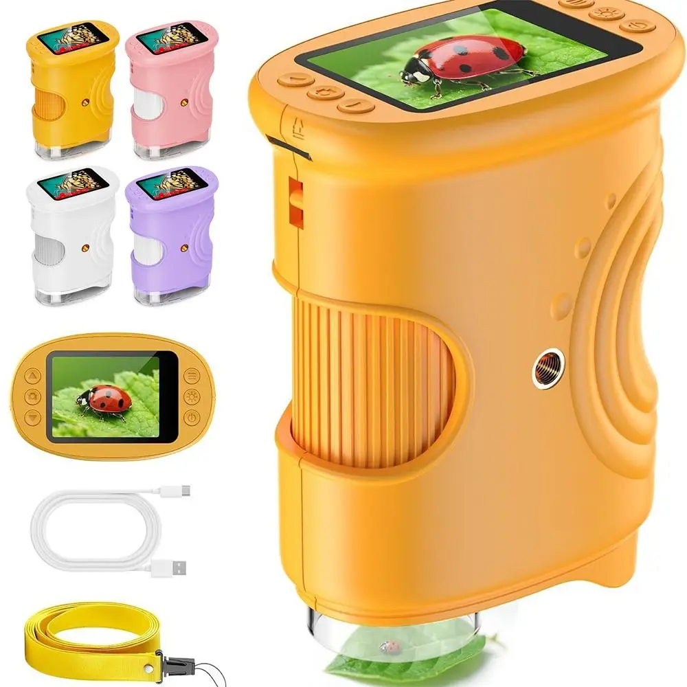어린이용 1000배율 휴대용 현미경 HD 사진 촬영 디지털 현미경 2인치 화면 충전식 어린이 현미경