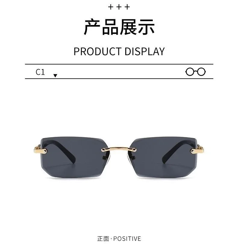 Rimless Rectangle Sunglasses Set — product information 2