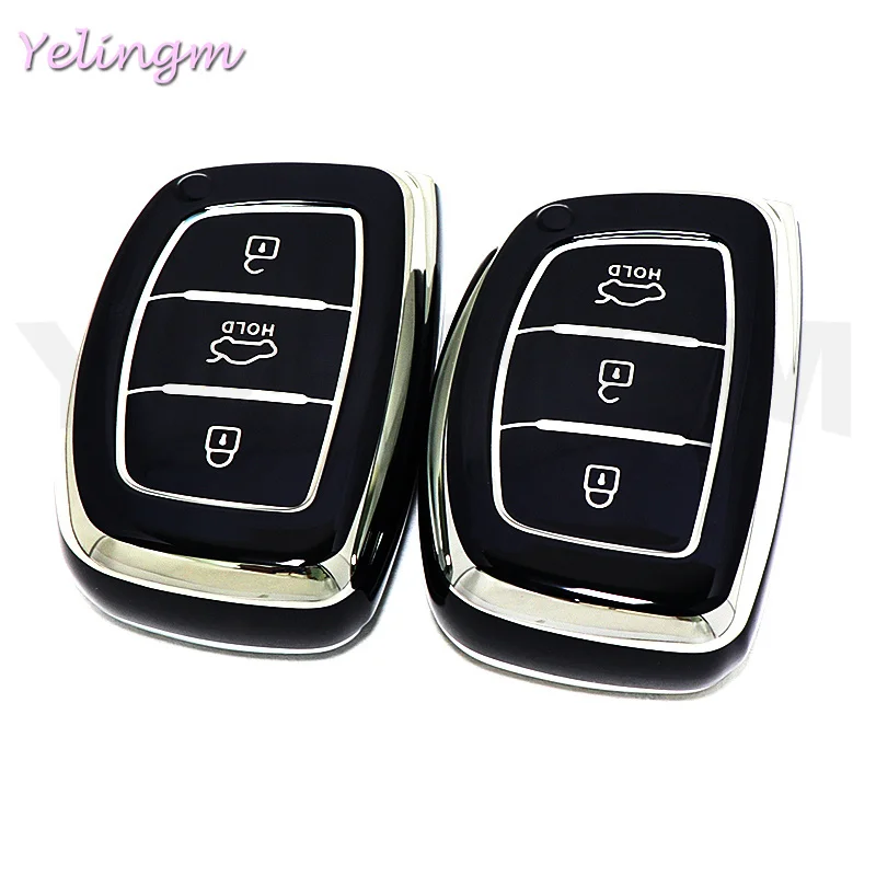3-4-Tasten-Schlüsselhülle aus TPU für Hyundai Tucson, Santa Fe, Rena, Sonata, Elantra, Creta, Ix35, Ix45, I10, I30, I40, Smart-Key-Zubehör