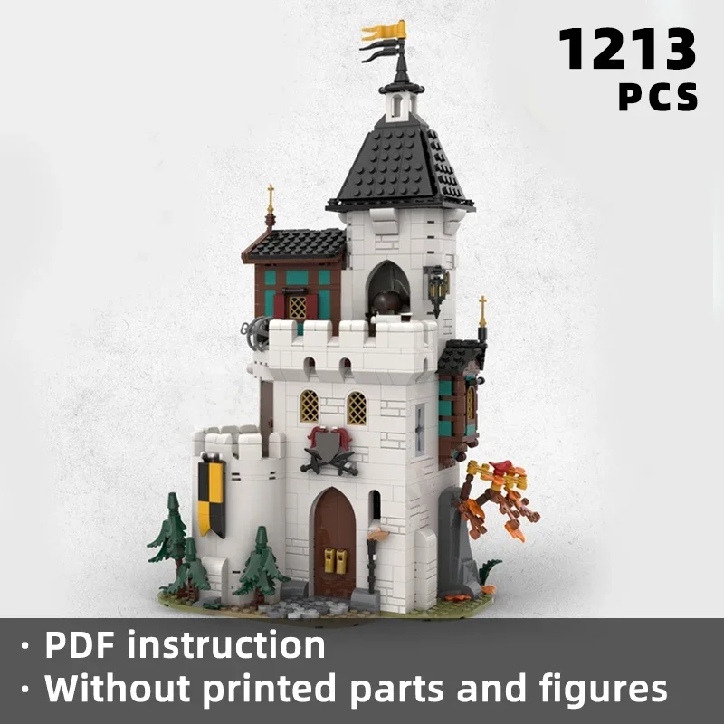 medieval castle theme white tower diorama bricks knight castle blocks military castle architecture moc lookout tower building