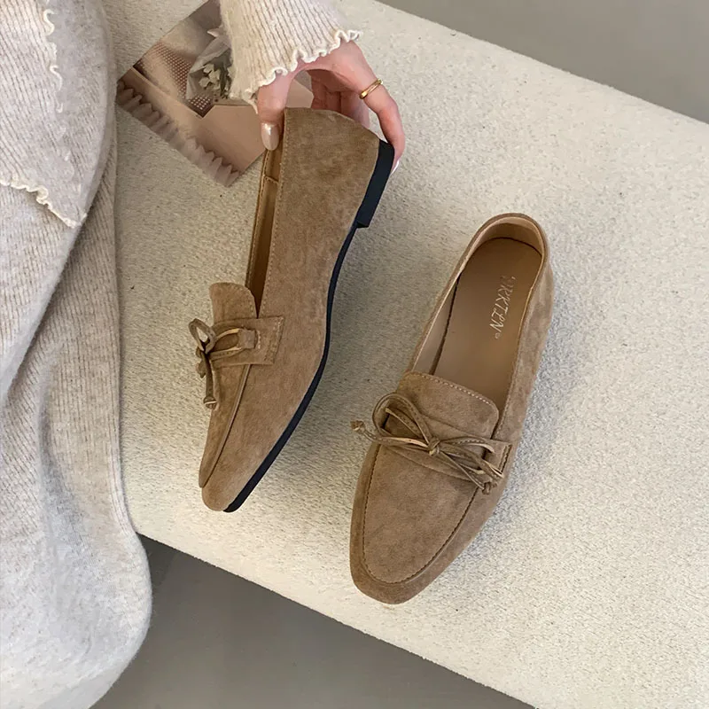 أحذية مسطحة للسيدات بمقدمة مستديرة مع أحذية نسائية ضحلة بعقدة على شكل فراشة أحذية بدون كعب جديدة في عام 2026 #3