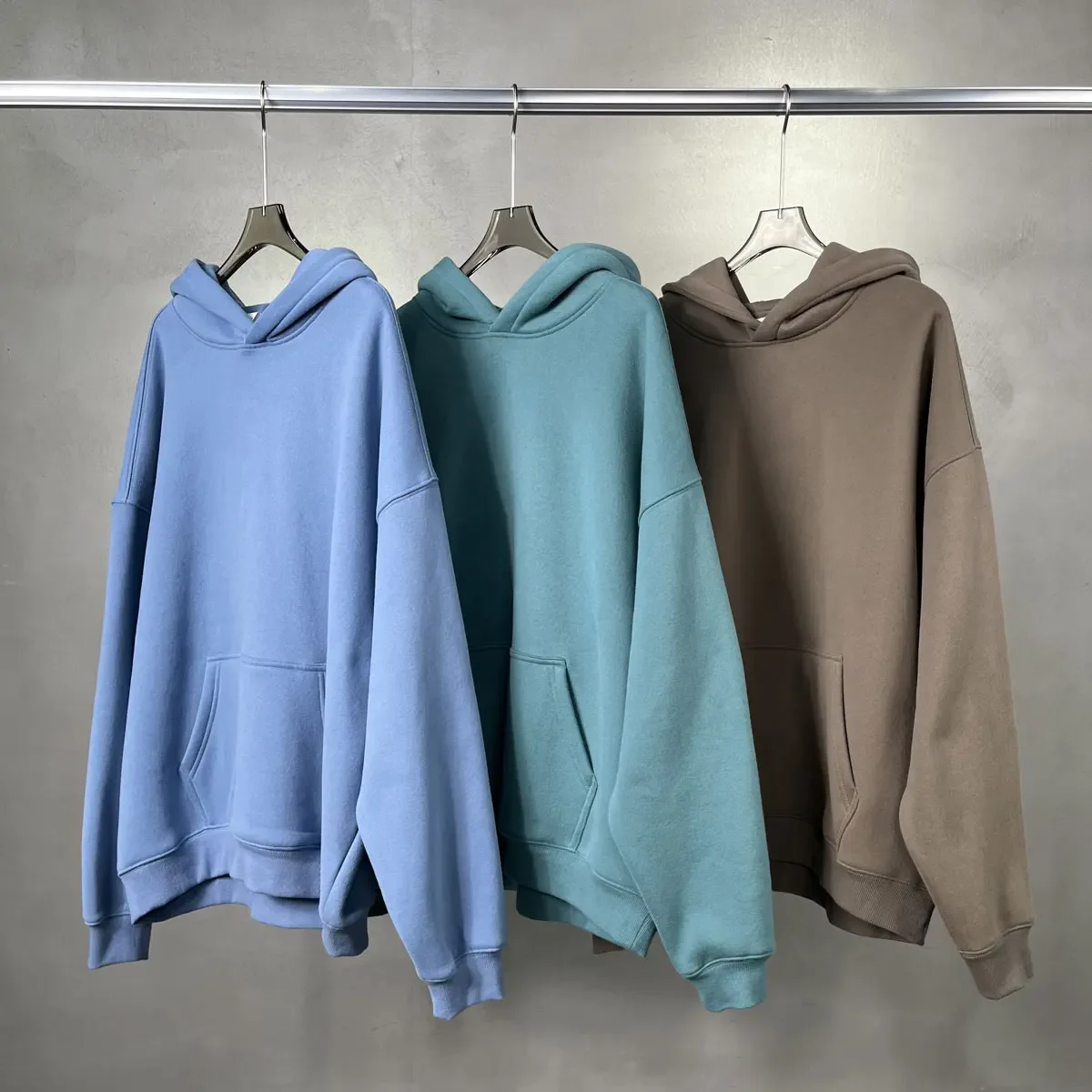 Winter Solid Color Hoodie Hip Hop Plush Hooded Sweatshirts Oversized Pullover Harajuku Custom Casual Hoodies Tracksuit Men Women