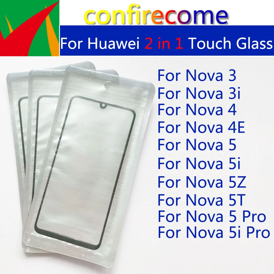 10Pcs\Lot For Huawei Nova 3 3i 4 4E 5Z 5T 5 5i Pro Touch Screen LCD Front Glass Lens With OCA Glue