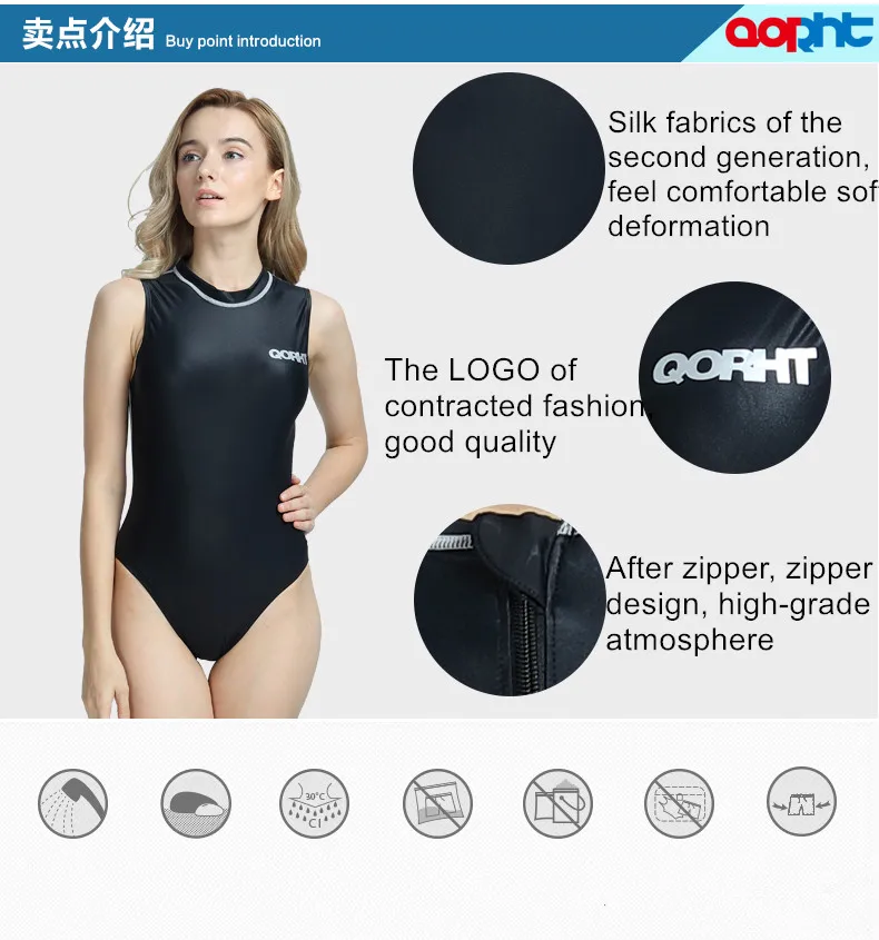 بدلة سباحة نسائية قطعة واحدة سريعة الجفاف للرياضات المائية في الهواء الطلق، ملابس سباحة احترافية مقاومة للماء من الألياف اللدنة لركوب الأمواج على الشاطئ #2