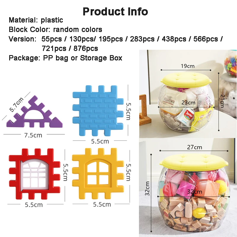 Bloques de construcción de montaje de casa DIY para niños con asiento pequeño, caja de almacenamiento, taburete, juguetes educativos, regalos de navidad