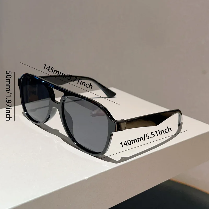 2026 Neue Doppelbrücken-Retro-Sonnenbrille Unisex Modisch und Vielseitig Froschaugen-Pilotenbrille mit Eckigem Rahmen UV400 – Detail 13