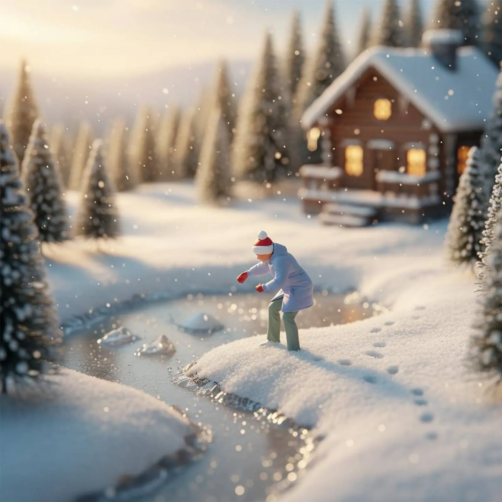 1:64 Winter Display Scene Collectible Display Snowball Fight Miniature Snowman Scene Model Detailed Painted Figures for Showcase view 6