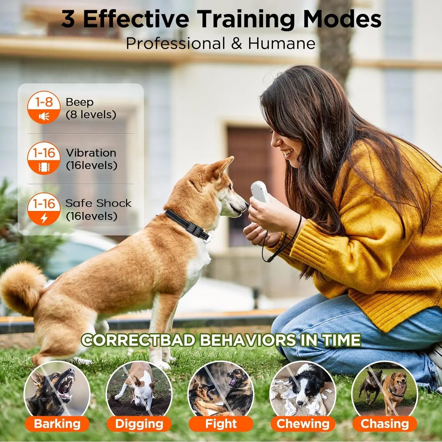 

Dog Shock Collar 3300ft Remote Training with Beep Vibration IPX7 Waterproof Rechargeable