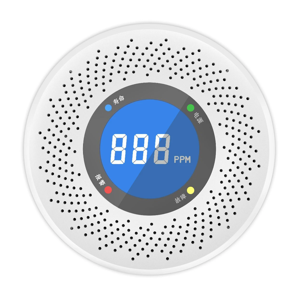 Independent White Carbon Monoxide Standalone Detector CO Alarm With Screen Display Battery Powered For Home Kitchen