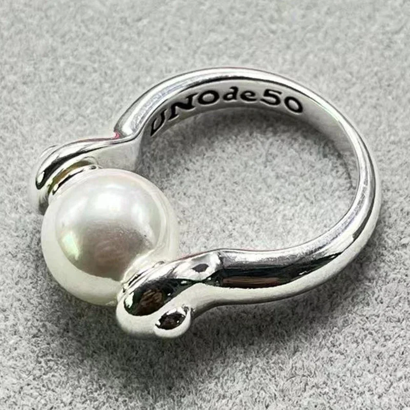 2023 UNode50 Hot Selling Spanish Fashion Creative Design Women\'s Pearl Ring Romantic Holiday Jewelry Gift Bag with Bag